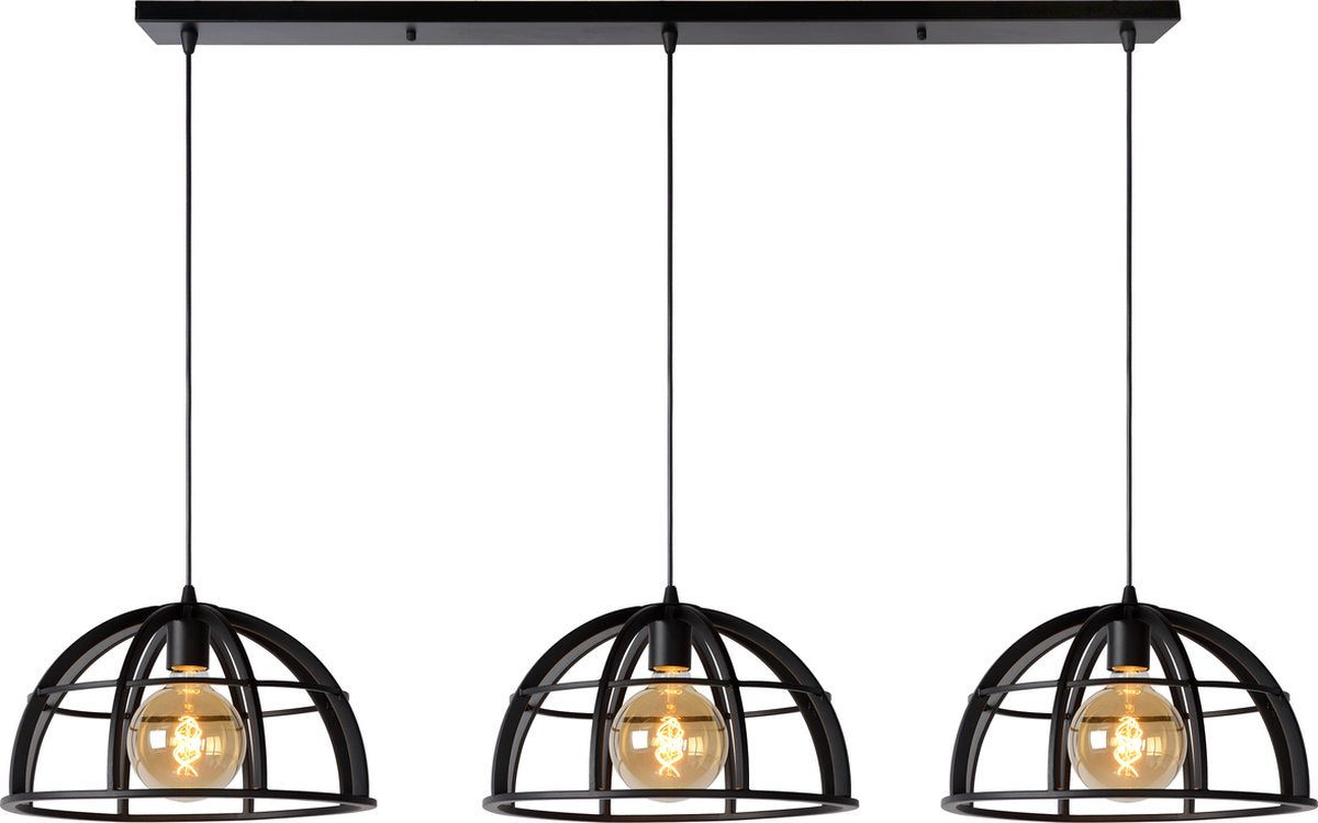 Lucide dikra - hanglamp - ø 40 cm - 3xe27 - zwart