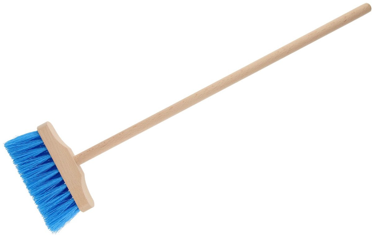 Playwood speelgoed bezem blauw - houten kinderbezem voor binnen en buiten.