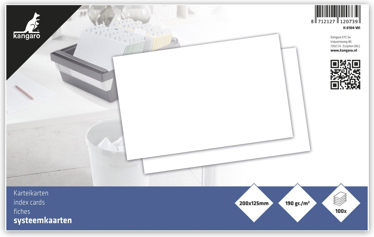 Kangaro systeemkaart - 125x200mm - blanco - 190 grams - pak a 100 vel - k-6104-wi