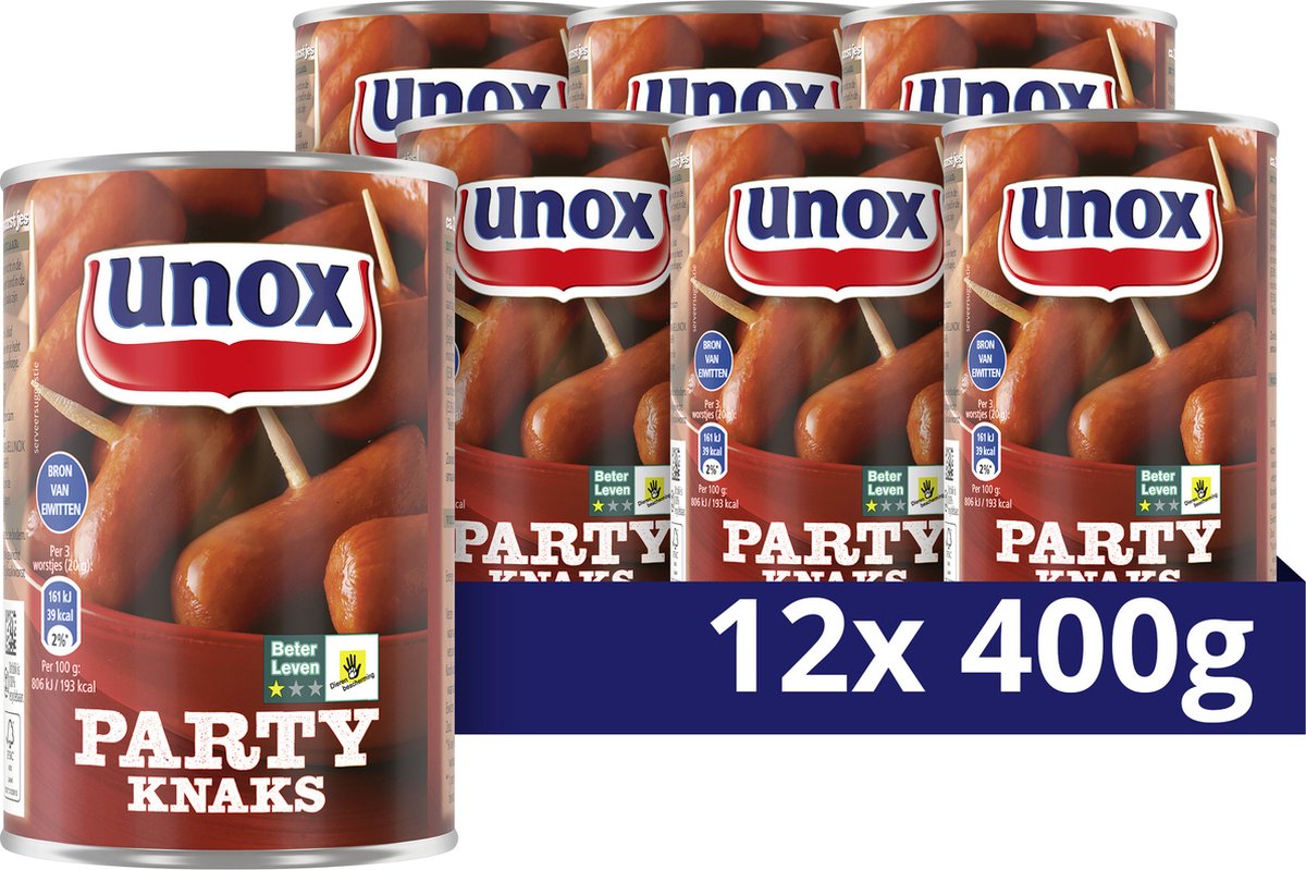 Unox knakworst - party knaks - 12 x 400 g - voordeelverpakking