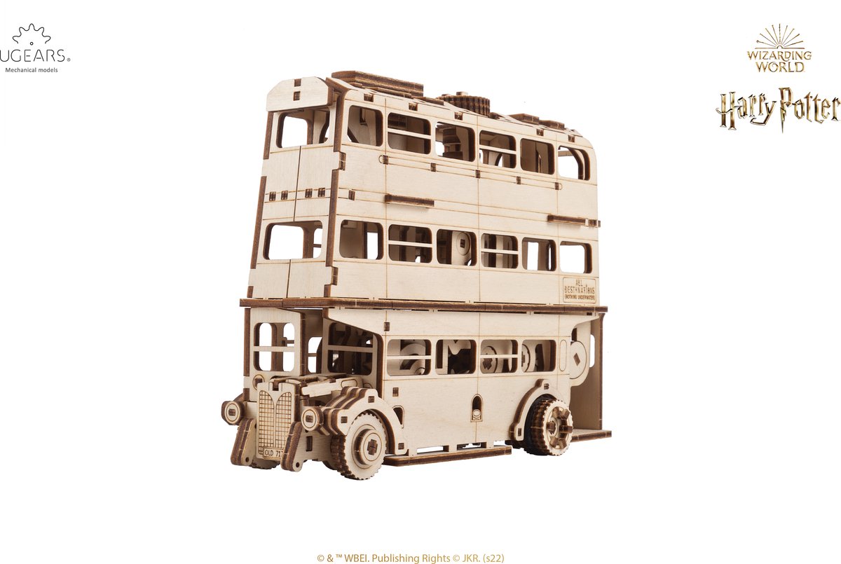 Ugears 3d modelbouw - the knight bus™ - harry potter™ - mechanisch bouwpakket hout - educatief speelgoed