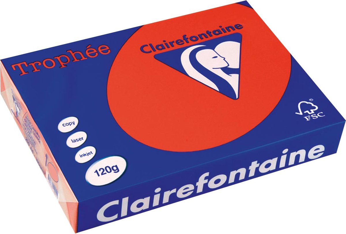 Clairefontaine trophée intens | gekleurd papier | a4 | 120 g | 250 vel | koraalrood