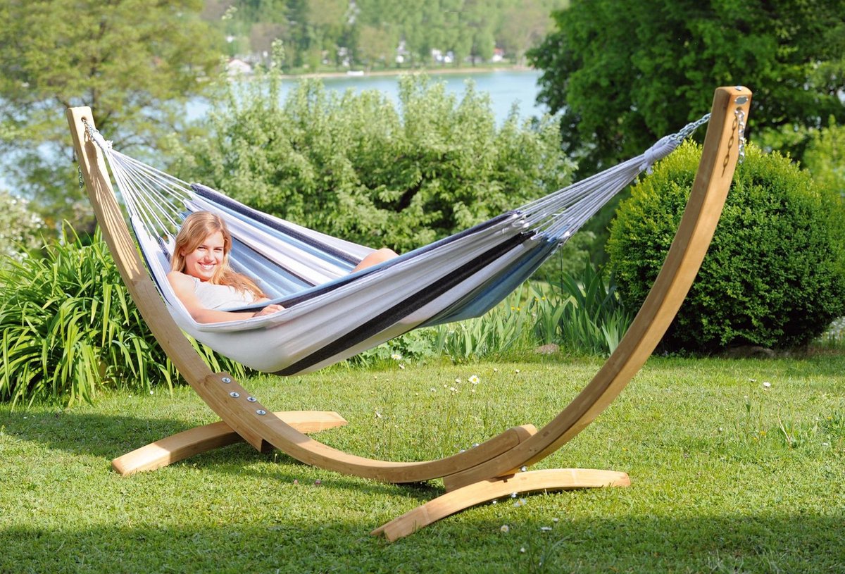 Amazonas hangmat apollo set marine -eenpersoons hangmat met standaard