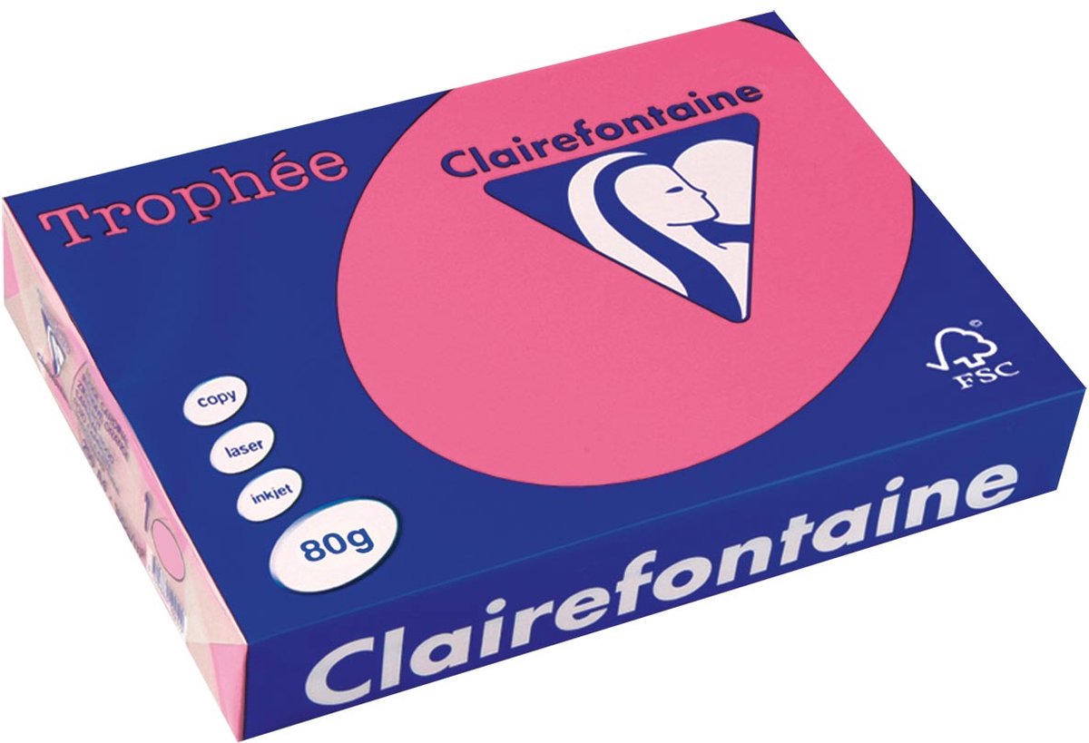 Clairefontaine pink colored paper 80 g 21x29.5 cm - uni