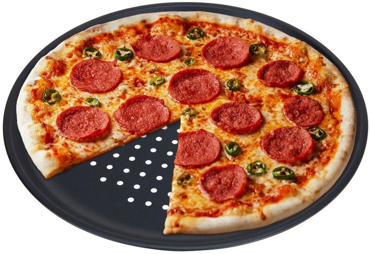 Excellent houseware - perforeerde pizza vorm - 32 cm - antikleef - hittebestendig