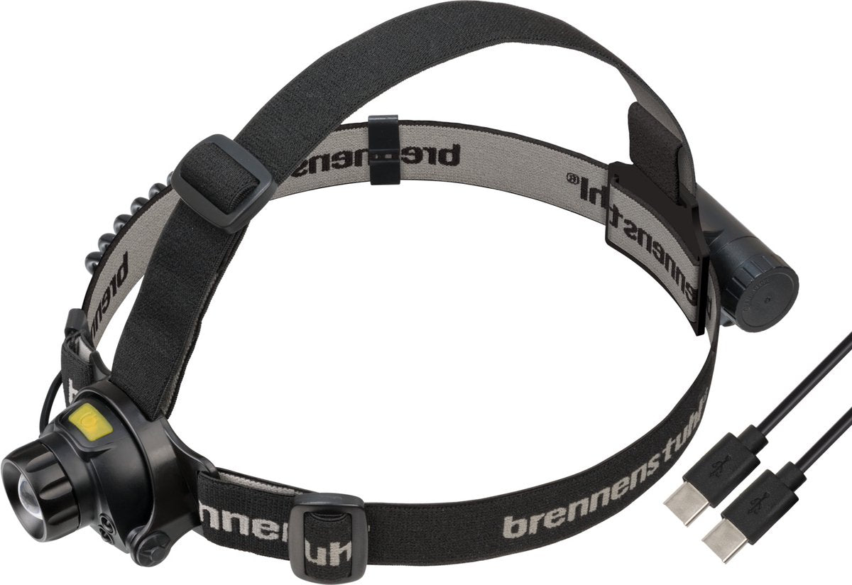 Brennenstuhl luxpremium led oplaadbare sensor-hoofdlamp sl 401 af oplaadbare led koplamp met sensor en rood licht (outdoor-hoofdlamp ip44 met infraroodsensor voor handenvrij inschakelen, tot 50u lichtduur, 400lm)