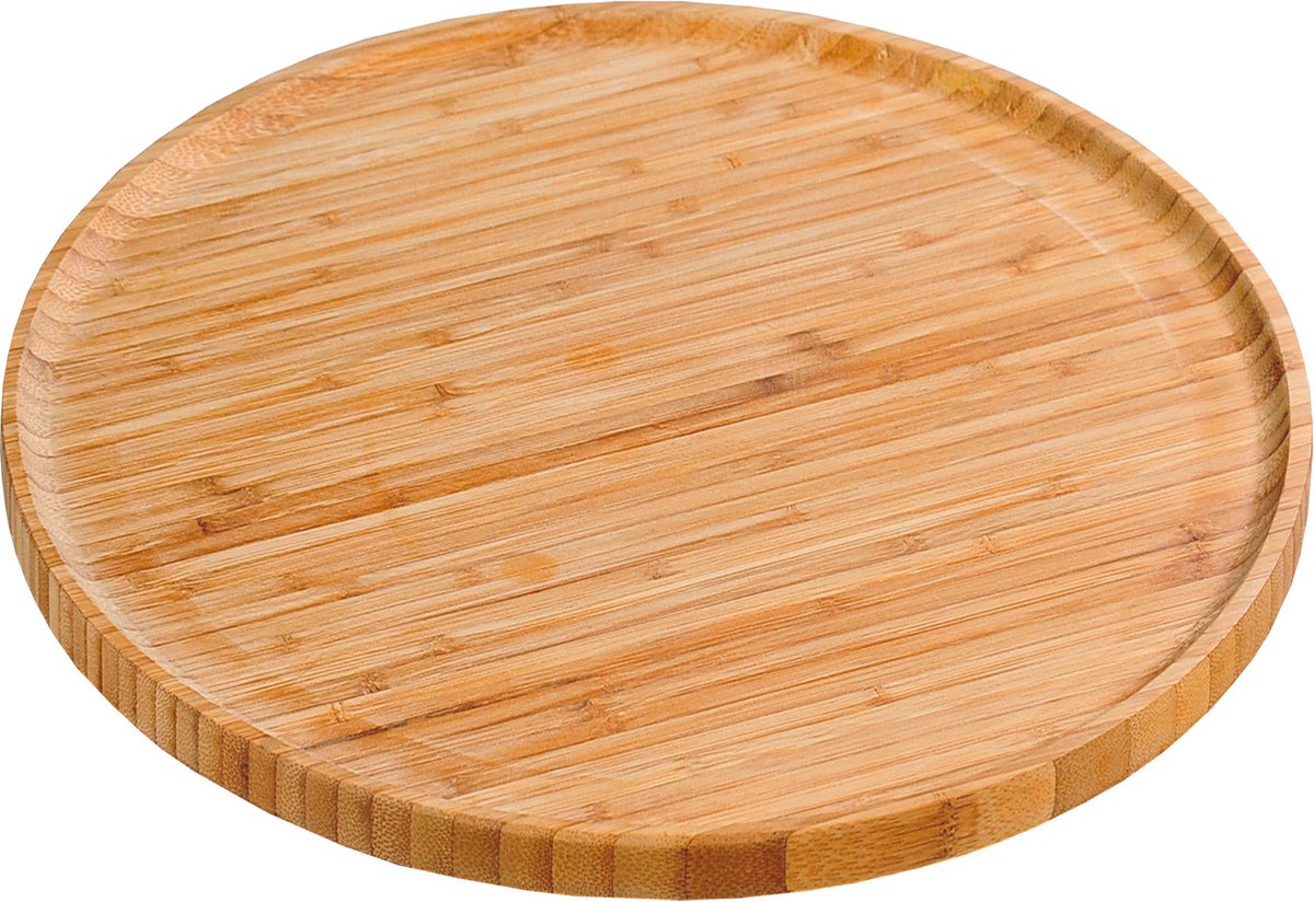 Merkloos sans marque hapjes taart serveer plateau van bamboe houten rond 32 cm - tapas - kaasplankje kaasplateau