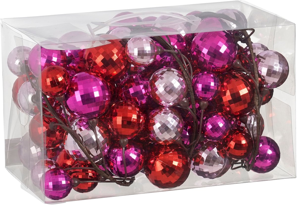 Mica decorations kerstballen guirlande - l180 cm - roze