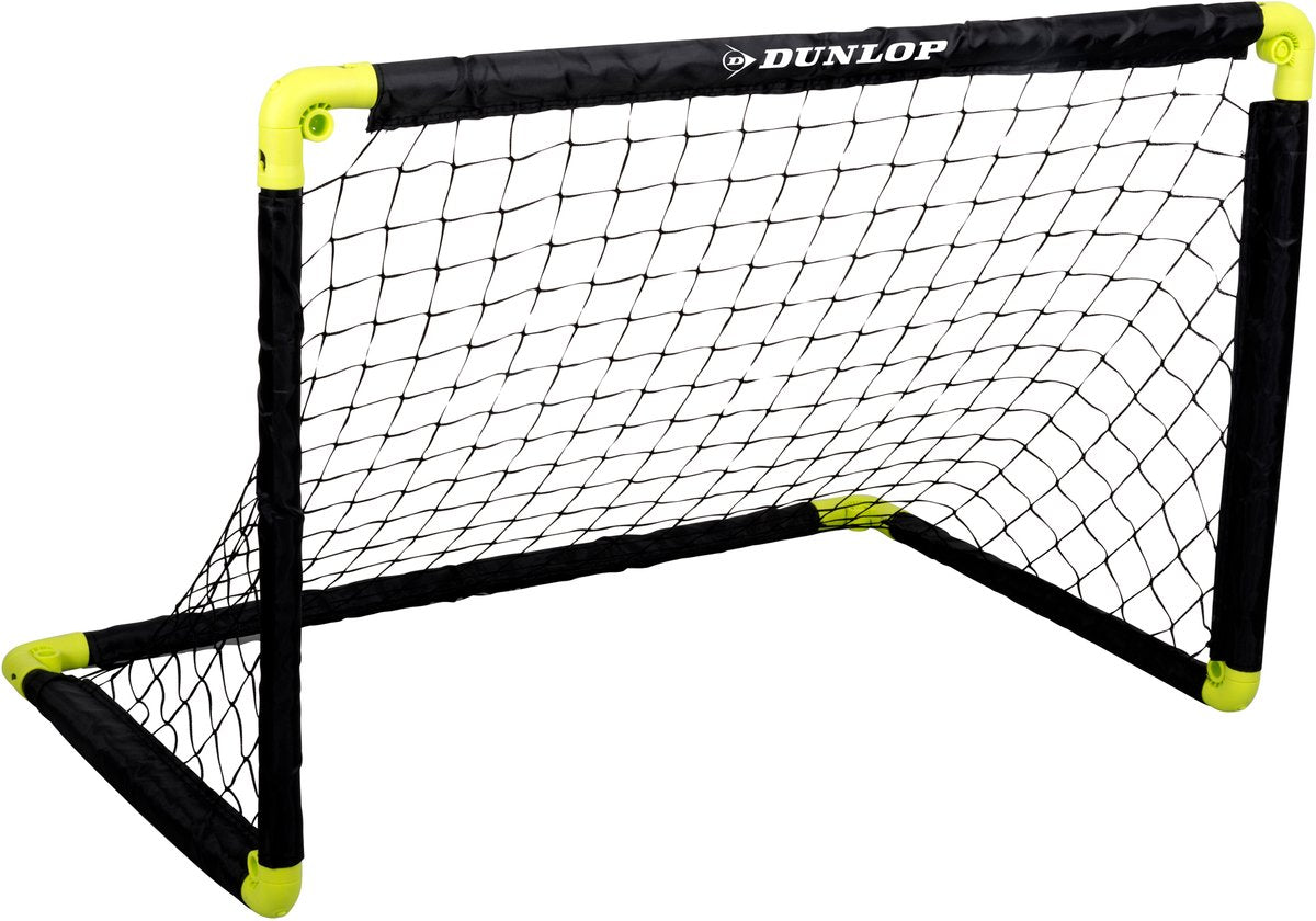 Dunlop voetbaldoel - voetbalgoal 90 x 59 x 61 cm - voetbal goal opvouwbaar - makkelijk op te bergen - voetbal training doel voor kinderen en volwassenen - kunststof - zwart geel