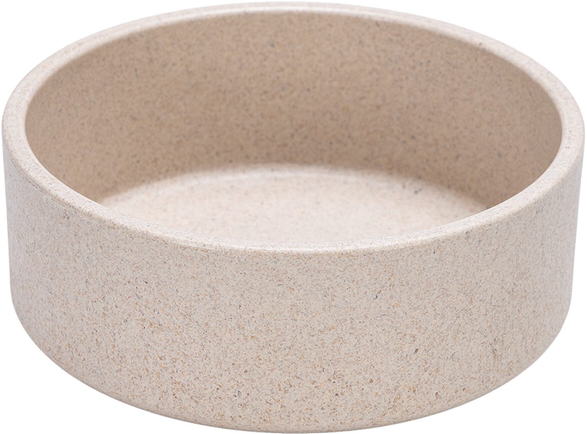 Designed by lotte noor voerbak hond - eetbak drinkbak - vaatwasserbestendig - bamboe - beige - 14 cm