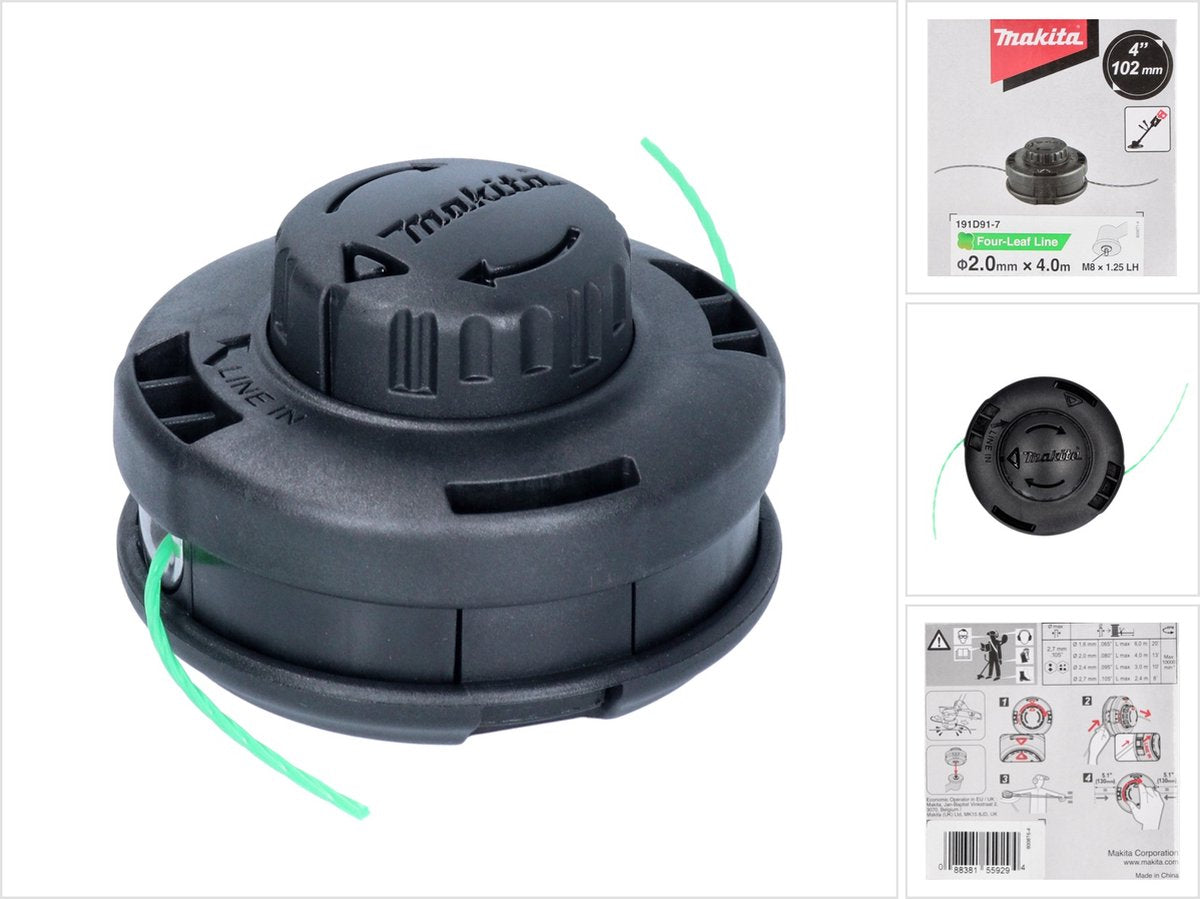 Makita 2-draads kop tap go 2,0 mm ( 191d91-7 ) voor 18 v accu grastrimmer dur 187 en dur 188