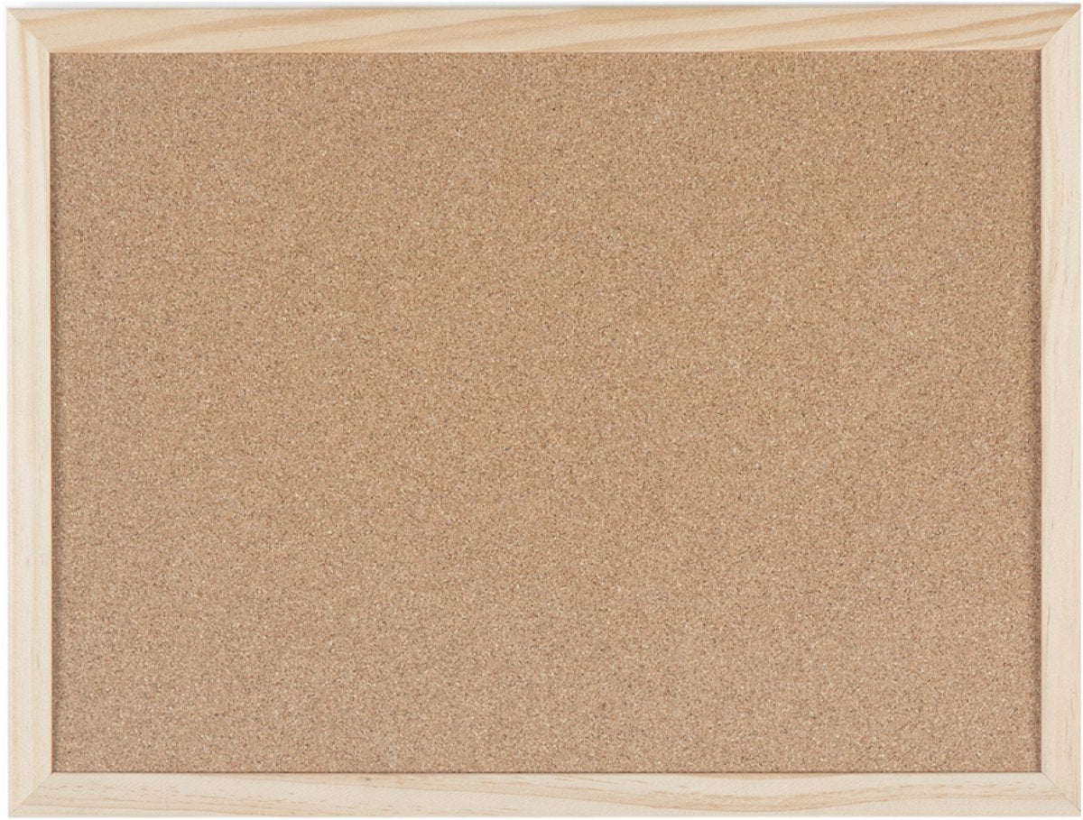 Bi-office prikbord met zelfherstellend natuurkurk. zelfherstellend, dikke, sterke kurkt priknaalden en punaises. frame van natuurlijk hout.