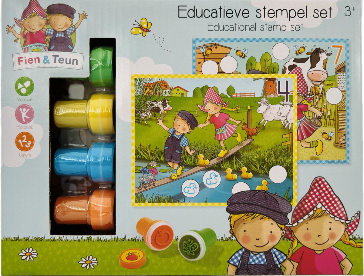 Bambolino fien teun creatieve stempelset, stempels en gekleurde kaarten - creatief, educatief speelgoed - boerderij speelgoed - vanaf 3 jaar - toys