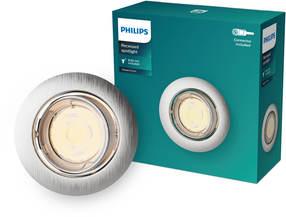 Philips led philips peridot inbouwspot - gu10 fitting - nikkel - rond - richtbare spot
