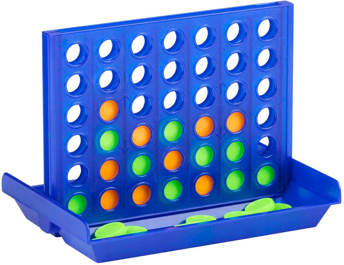 Eddy toys connect 4 reisspel - compact 4 op een rij spel voor onderweg - strategisch denkspel voor kinderen en volwassenen - inklapbaar speelbord - kunststof - blauw