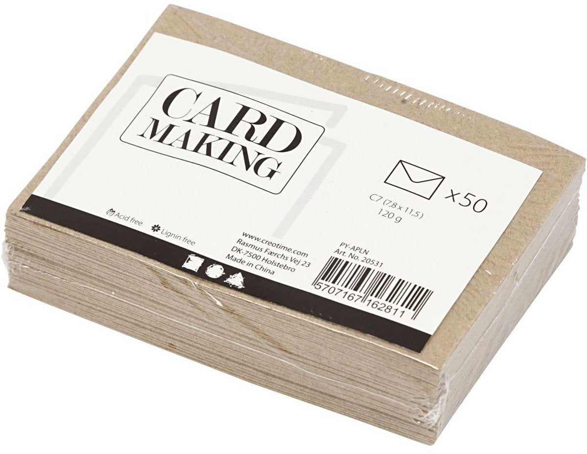 Creativ company cc gerecyclede enveloppen c7 naturel 50 stuks