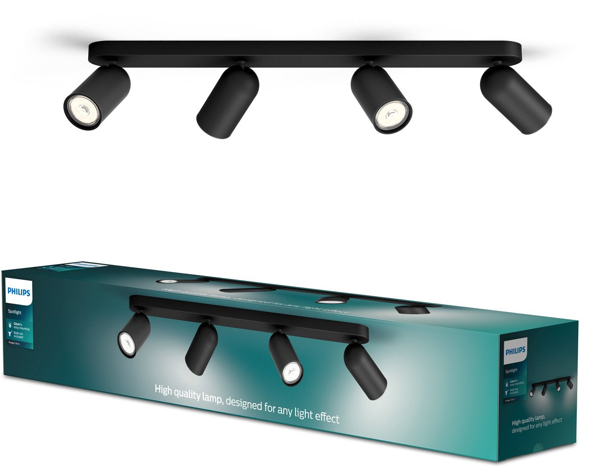 Philips led philips pongee opbouwspot - 4-lichts - zwart