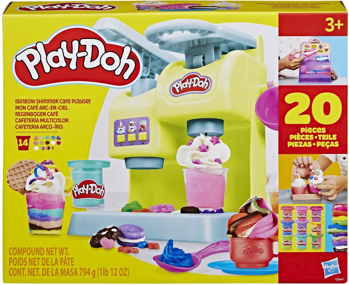 Hasbro play-doh regenboog shimmer cafe speelset - creatief speelgoed.