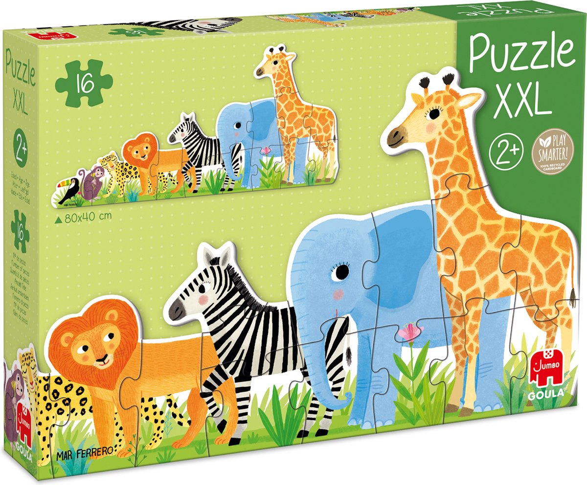Goula jumbo puzzel xxl jungle van klein tot groot - 16st.