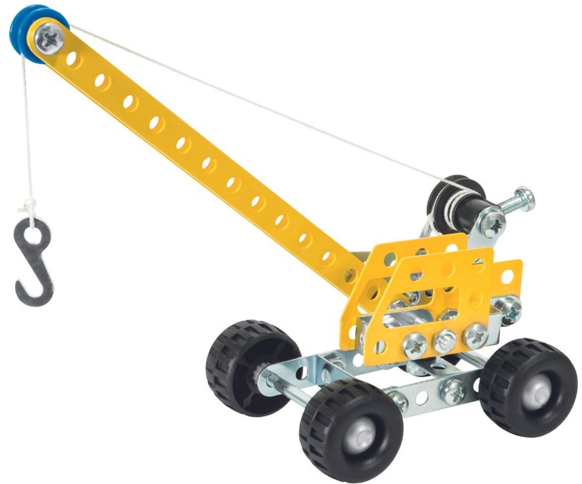 Eitech ® bouwdoos – mini kraan bouwset – 73-delig – metalen bouwpakket met gereedschap – constructiespeelgoed – vanaf 6 jaar