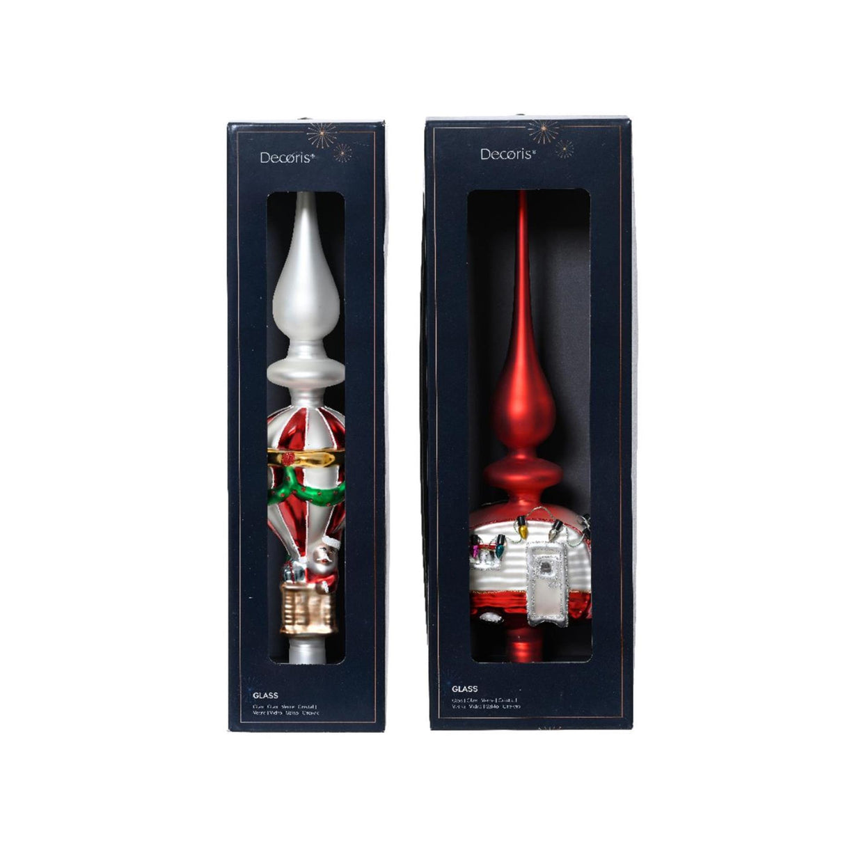 Decoris piek heteluchtballon caravan van glas 31cm