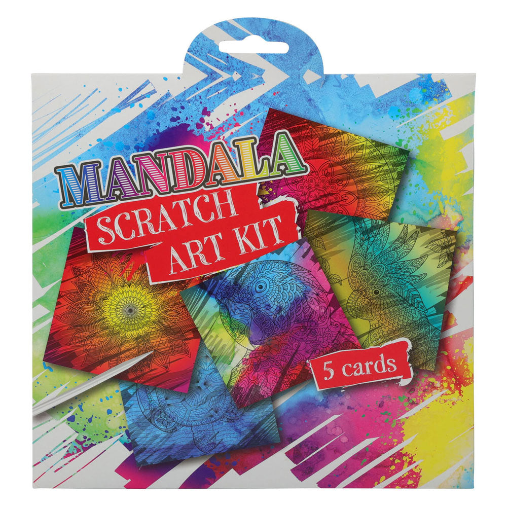 Set kraskaarten 19,5x19,5cm met kraspen - 5st.