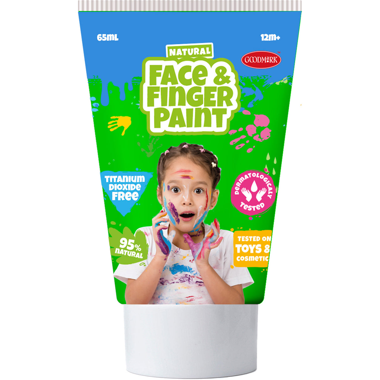 Natural face fingerpaint tube - groen en geel, 2x65ml - schmink