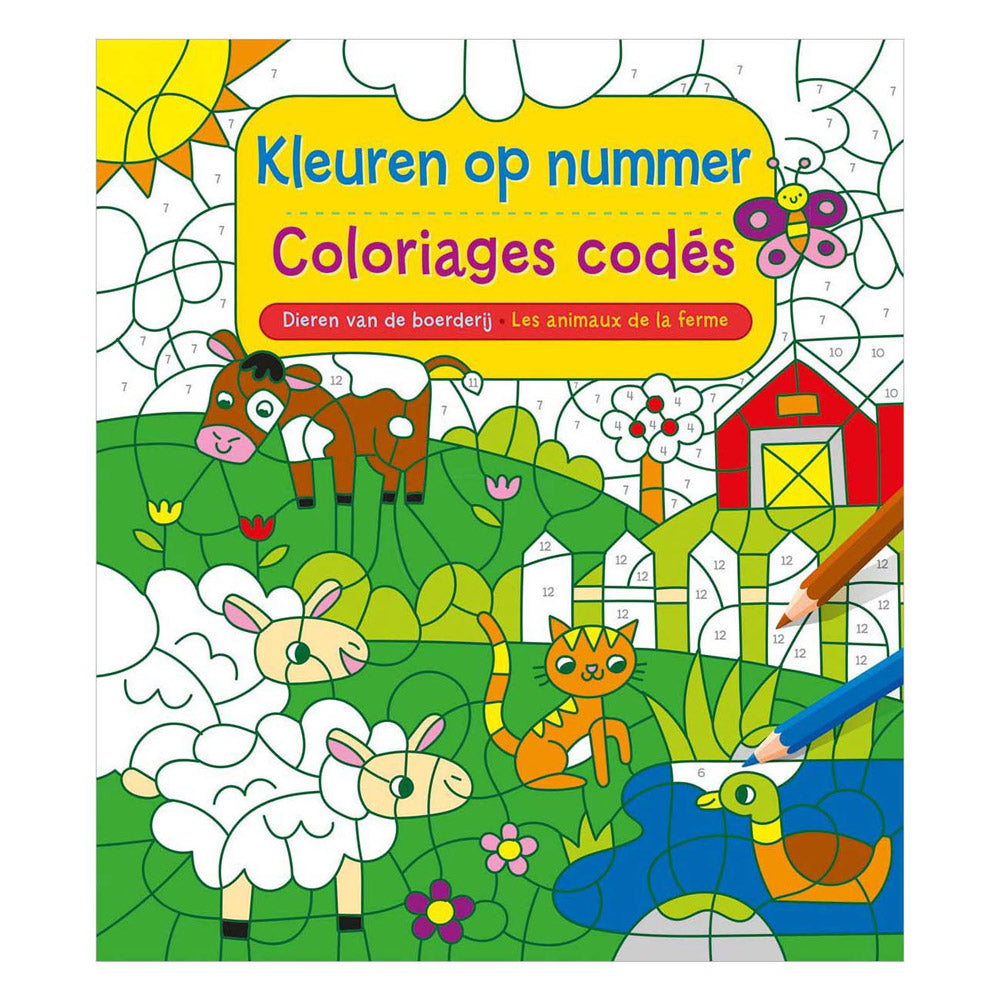 Deltas dieren van de boerderij - kleuren op nummer