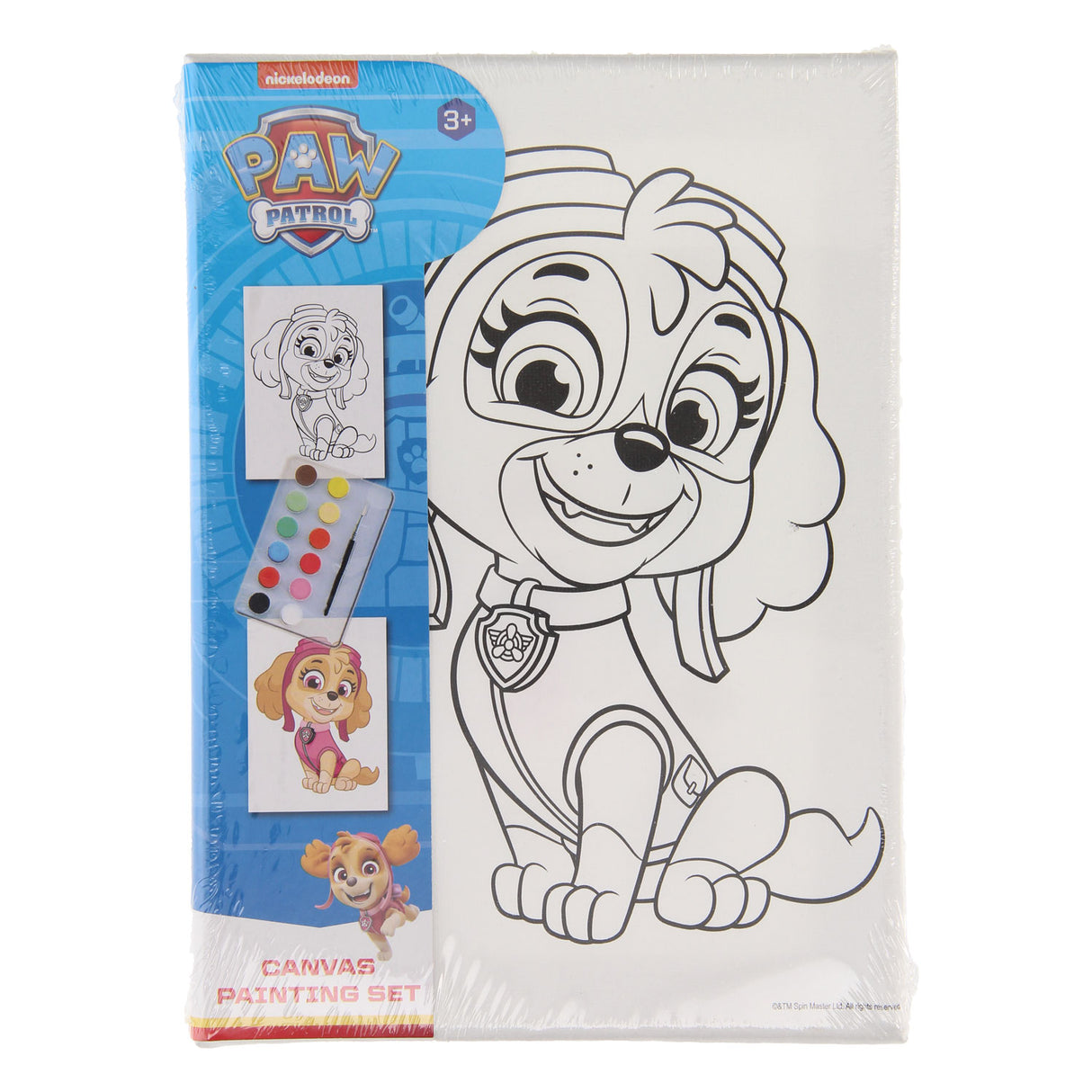 Canvas schilderset paw patrol incl. 12 verschillende kleuren waterverf + penseel 18x25cm