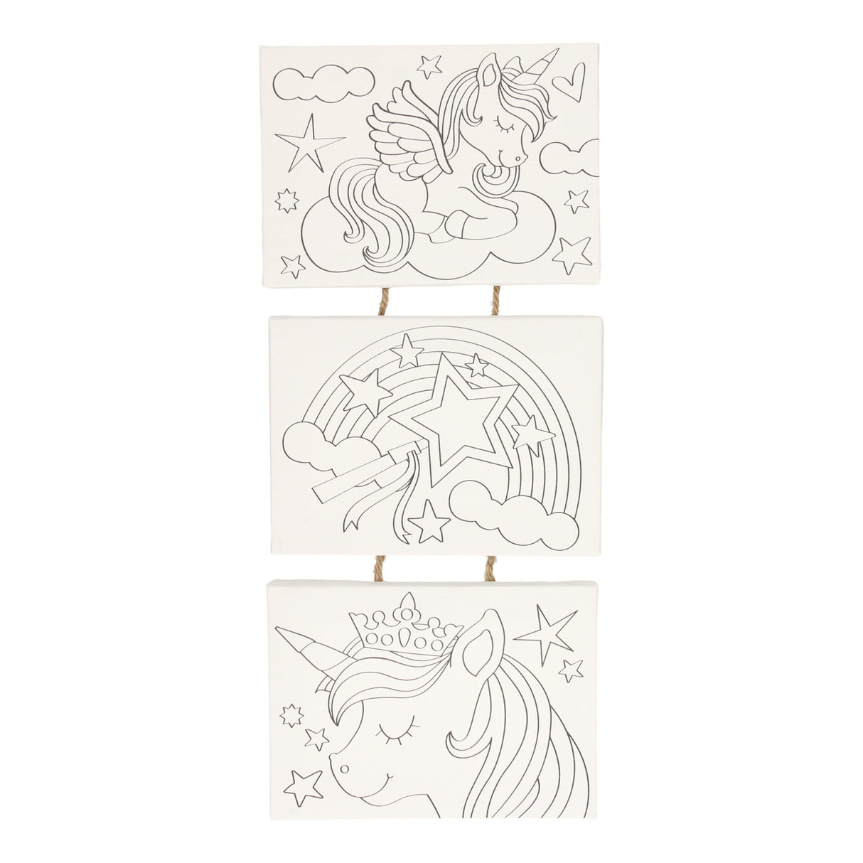 Wins holland canvas schilderset eenhoorn, set van 3 stuks.
