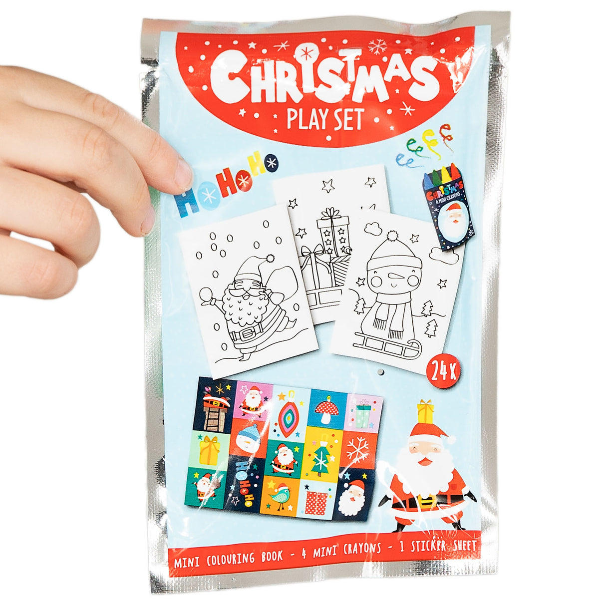 Wins holland traktatiesetje: kleurboekje, waskrijtjes stickervel - kerst