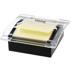 Pop-ip notes dispenser viking 76x76mm transparant-zwart navulbaar