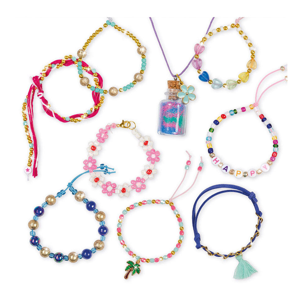 Totum xl armbandjes knutselset - 50 armbandjes maken 1700+ stuks - design shine happy bracelets fashion knutselset cadeau tip creatief speelgoed meisjes vanaf 6 jaar