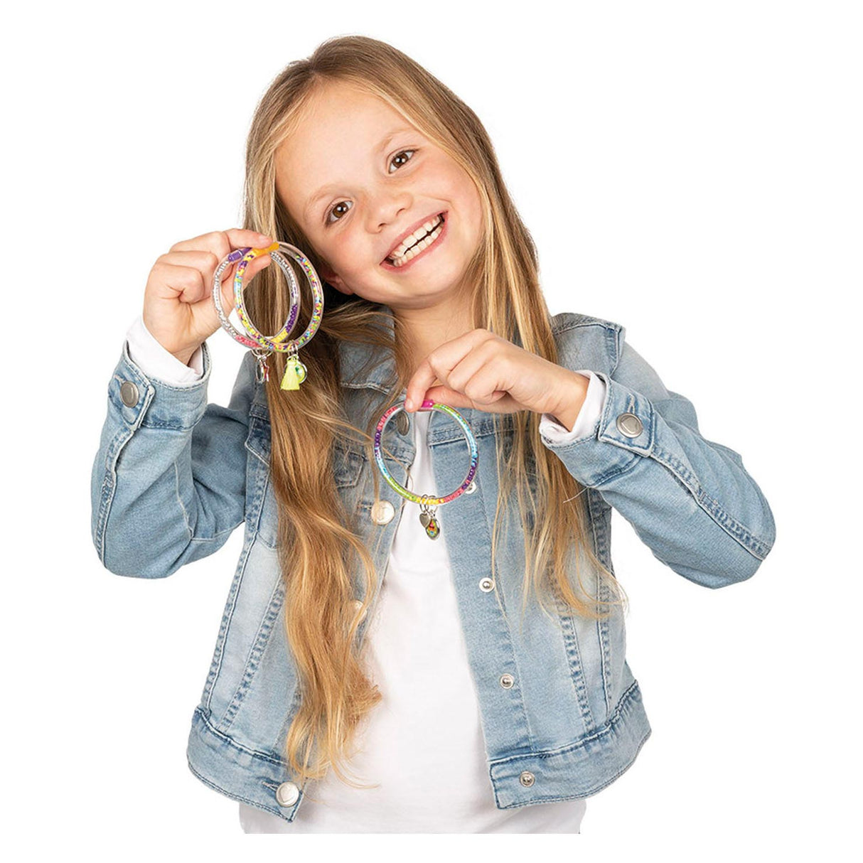 Totum vulbare armbandjes maken - knutselset speelgoed meisjes vanaf 4 jaar - buisarmbandjes vullen met meer dan 2400 steentjes in vrolijke kleuren - tube bracelets