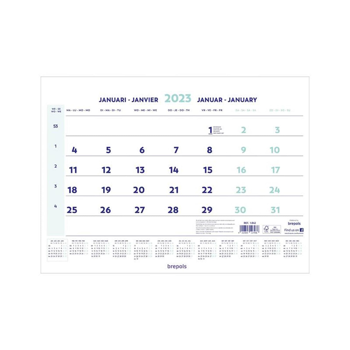 Brepols maandkalender 2026 46x31cm