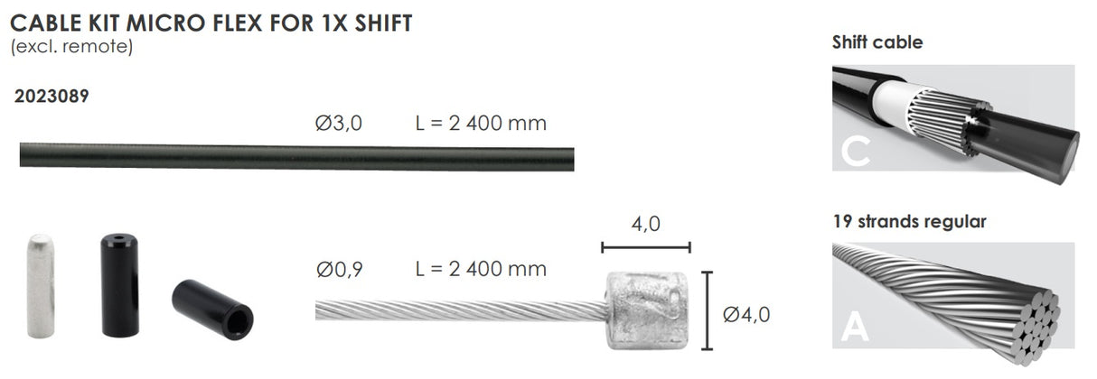 Elvedes schakel kabelkit micro flex ø3,2mm 2500mm 2500mm