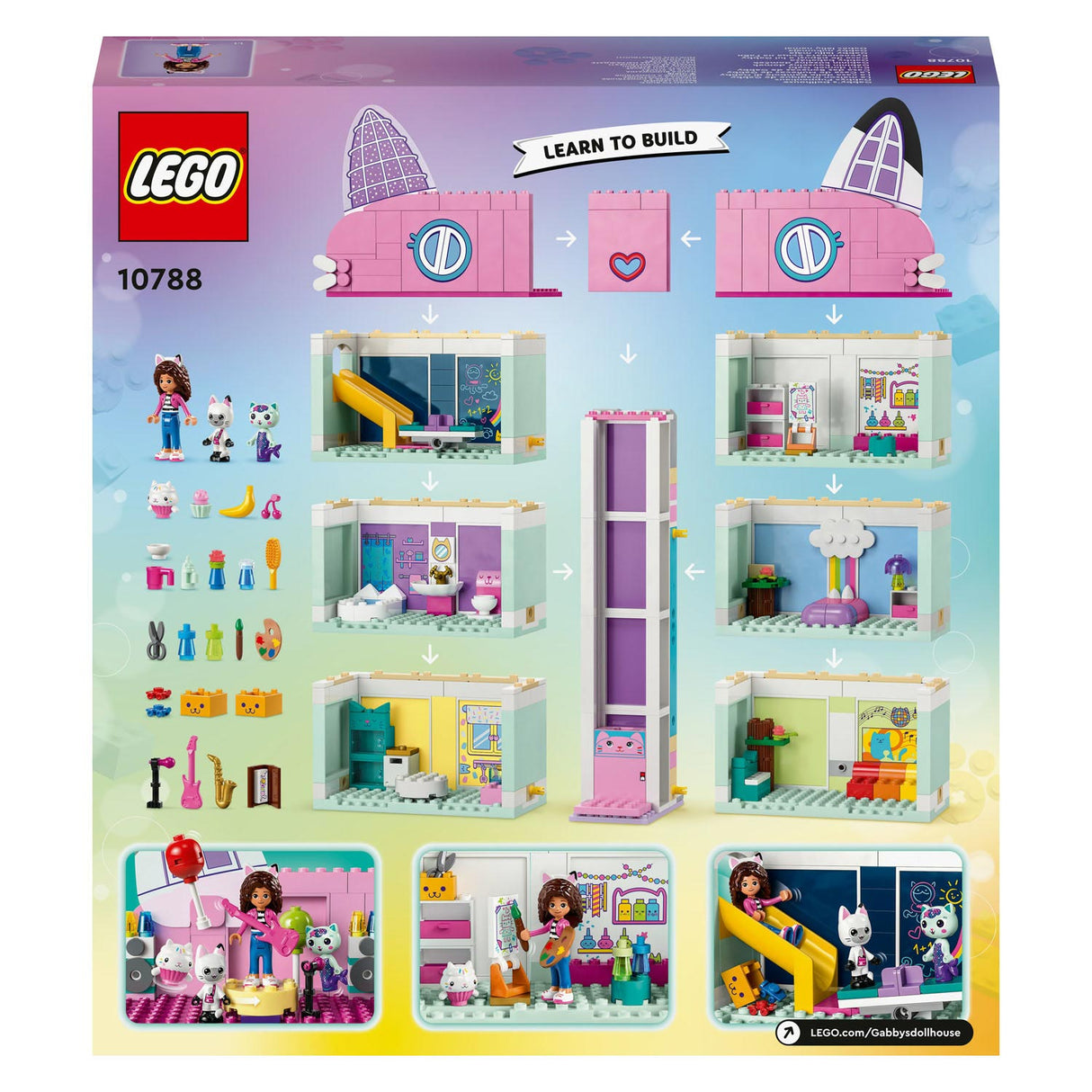 Lego gabby's poppenhuis gabby's poppenhuis speelgoed speelgoed met 4 minifiguren en accessoires voor kinderen 4+ - 10788