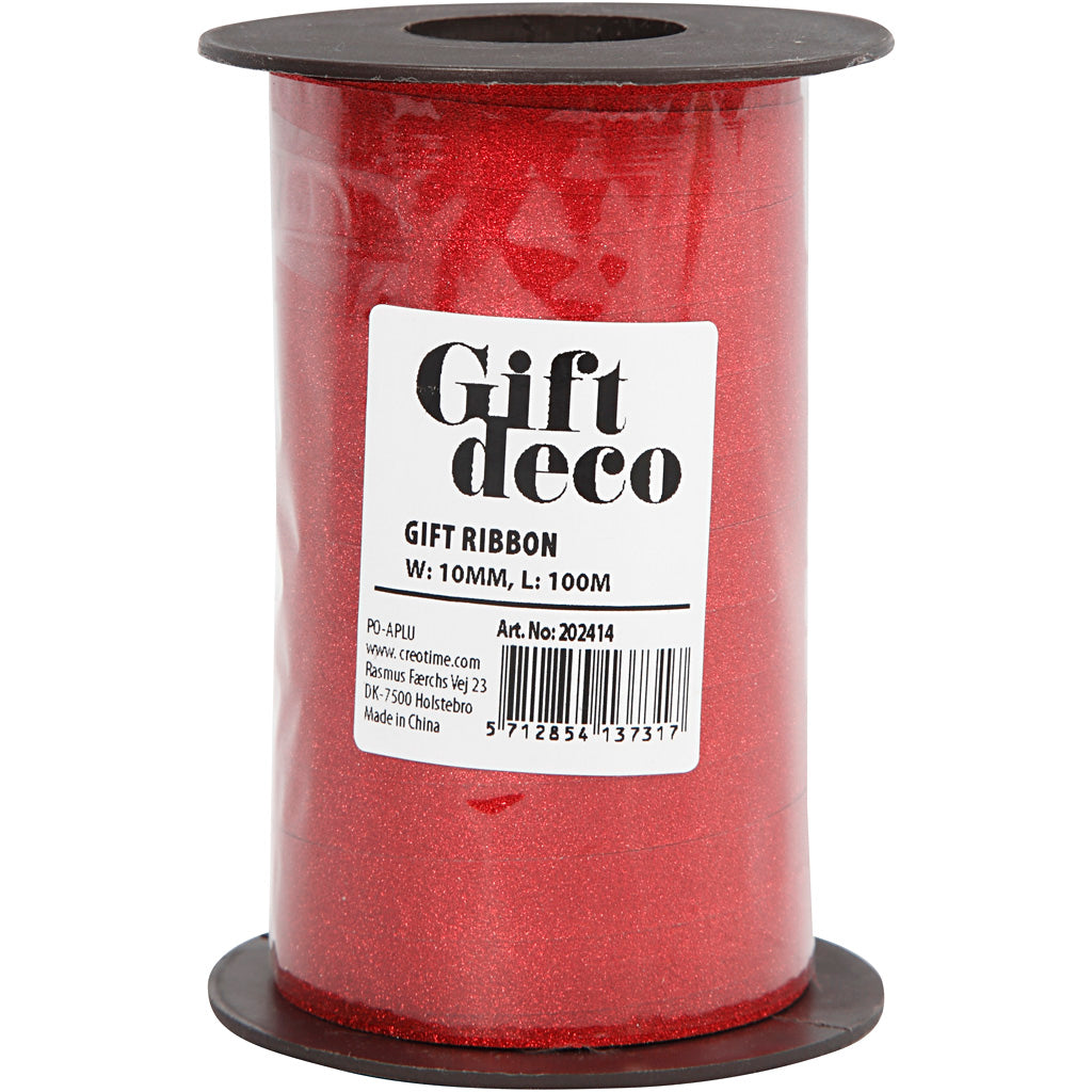 Creativ company http: www.cchobby.nl cadeaulint-b-10-mm-glitter-rood-100-m-1-rol