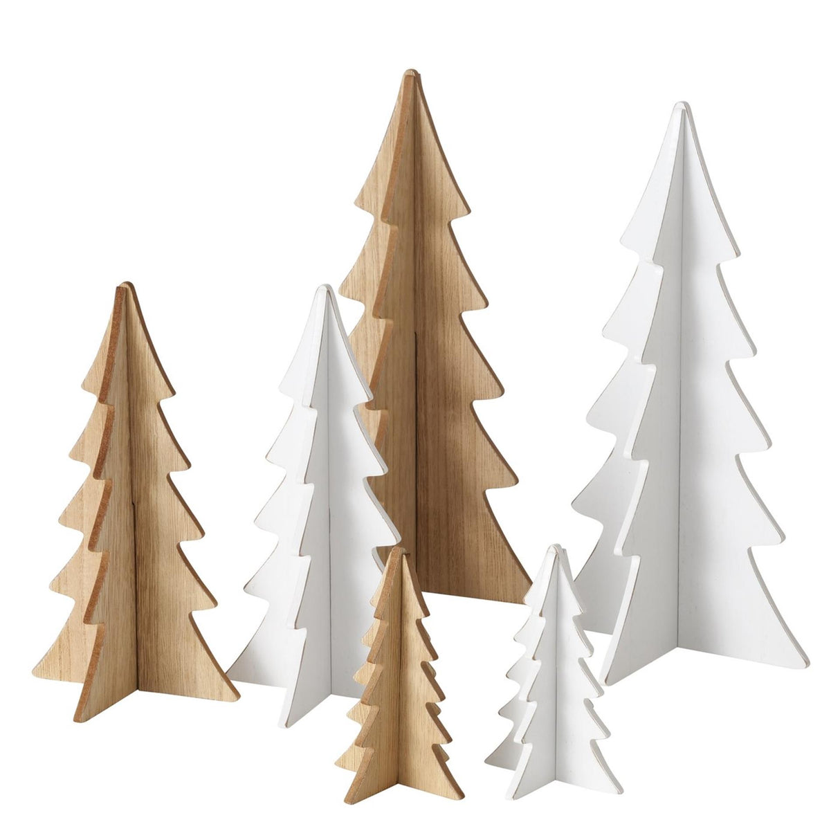 Boltze home decoratief kerstboom ceti 3-delig h12-30cm wit of hout