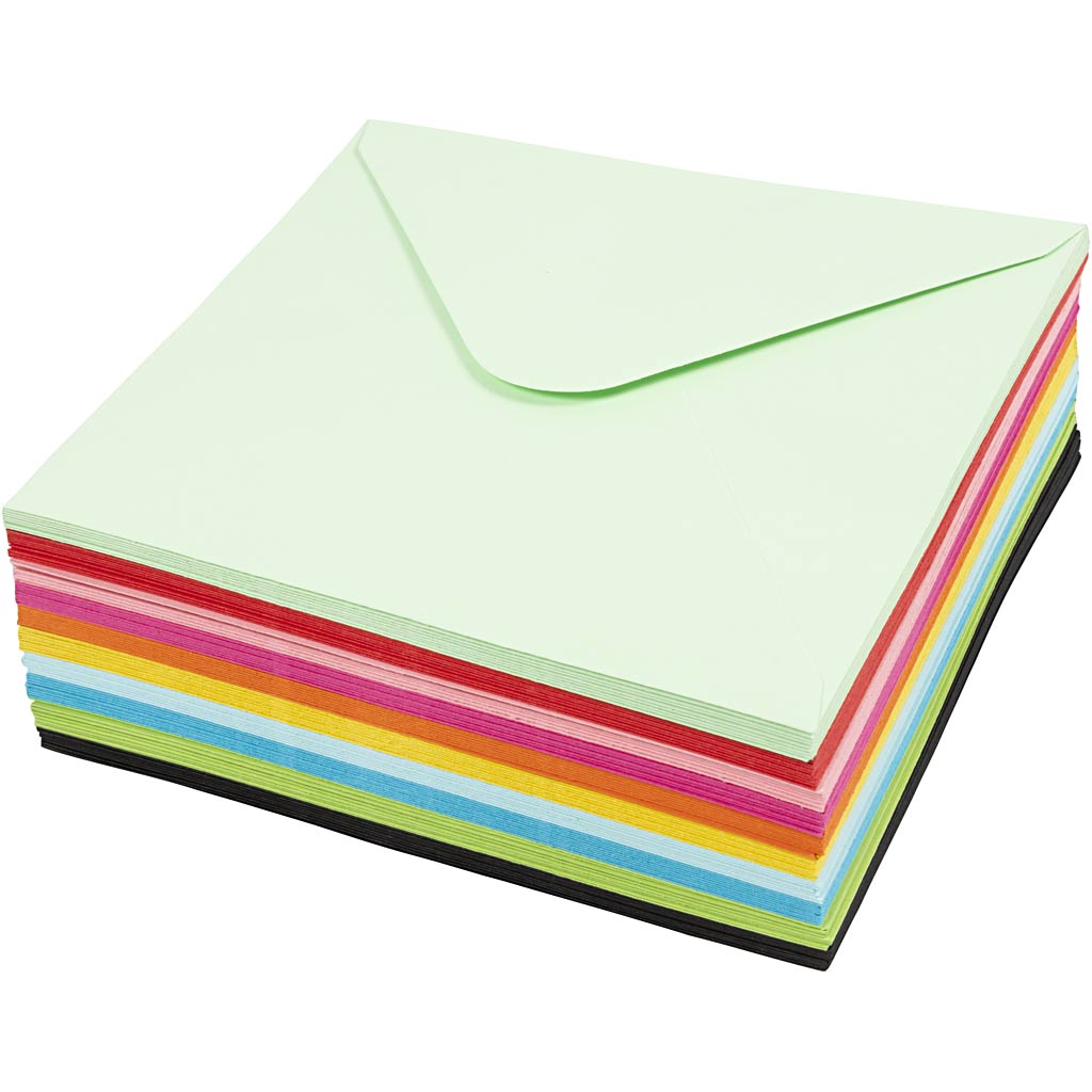 Creativ company http: www.cchobby.nl gekleurde-enveloppen-afmeting-envelop-16x16-cm-80-gr-diverse-kleuren-10x10-stuk-1-doos