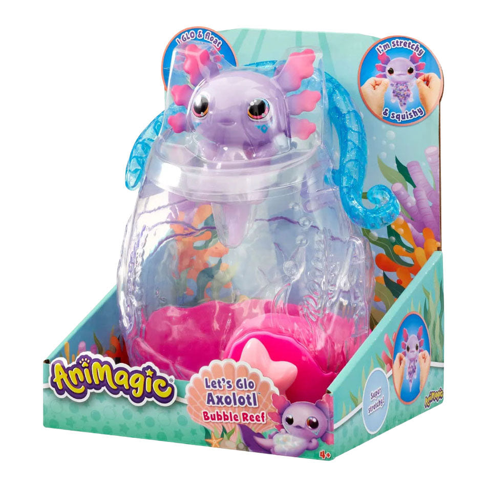 Goliath animagic let's glo axolotl aquarium - speelfiguur - lichtgevende axolotl - met eigen aquarium