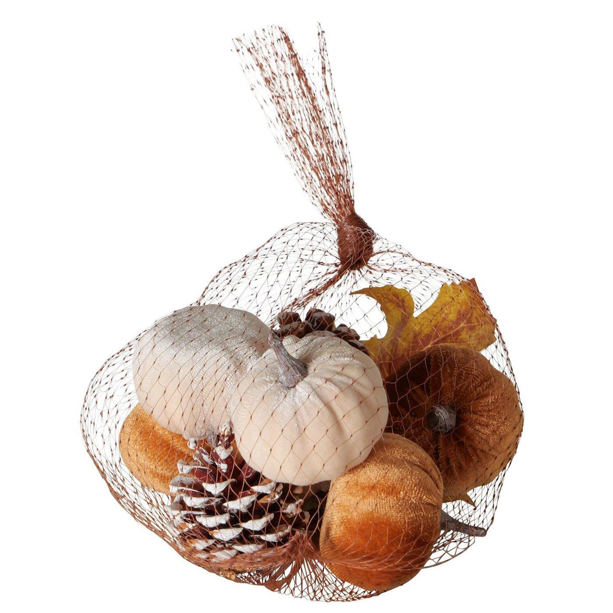 Boltze home decoratief strooisel samtling 10-delig mix dennenappel pompoen polystyreen polyester beigecrã¨mewit