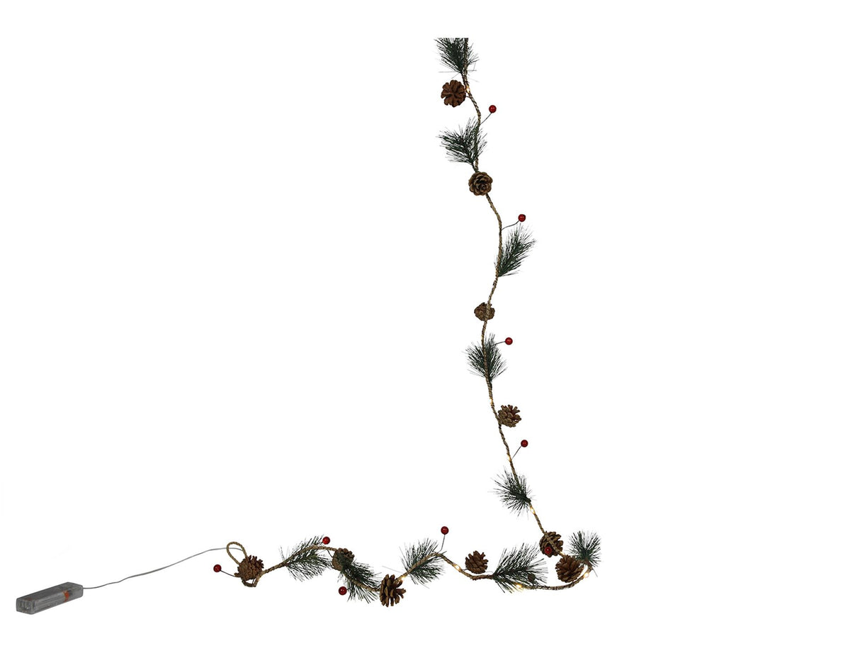 Svenska living guirlande 'red berry, pineleaf' 20led 180cm exclusief 2xaa batterij