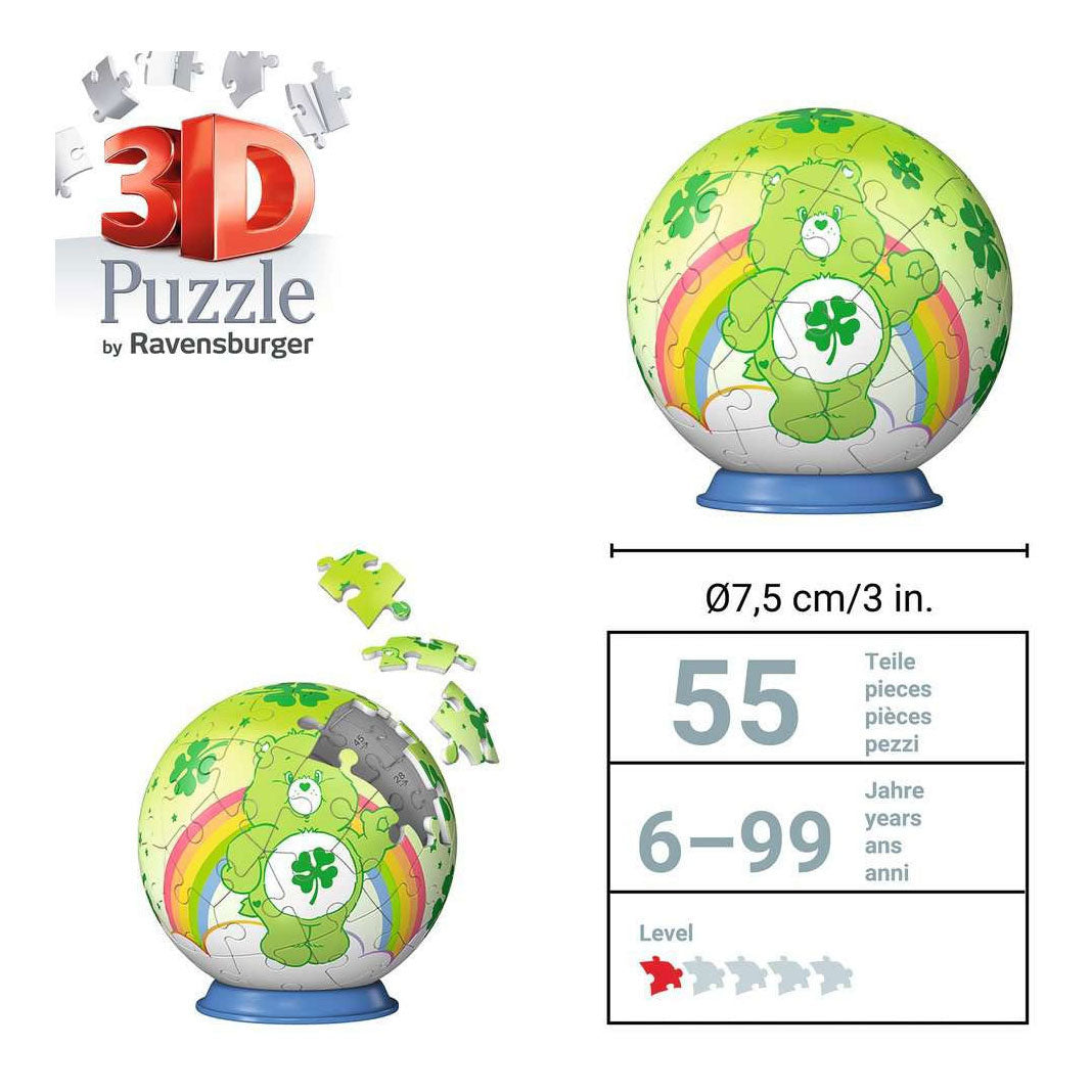 Ravensburger – care bears: good luck bear – 3d puzzle-ball – 55 stukjes
