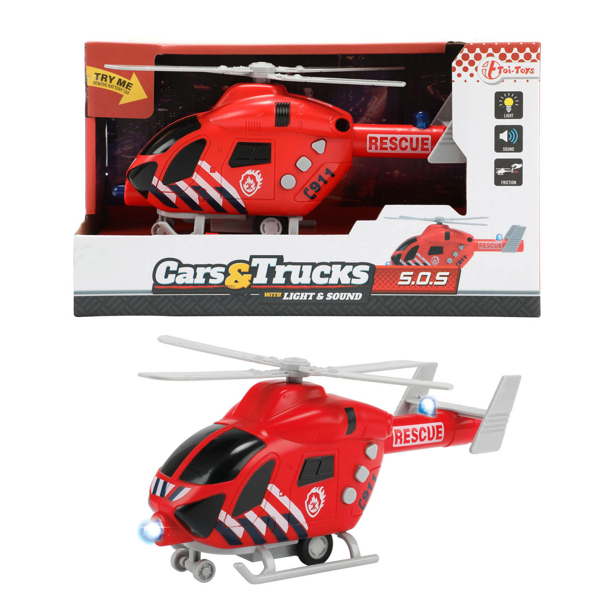 Toi-toys vehicool brandweer helikopter met licht en geluid