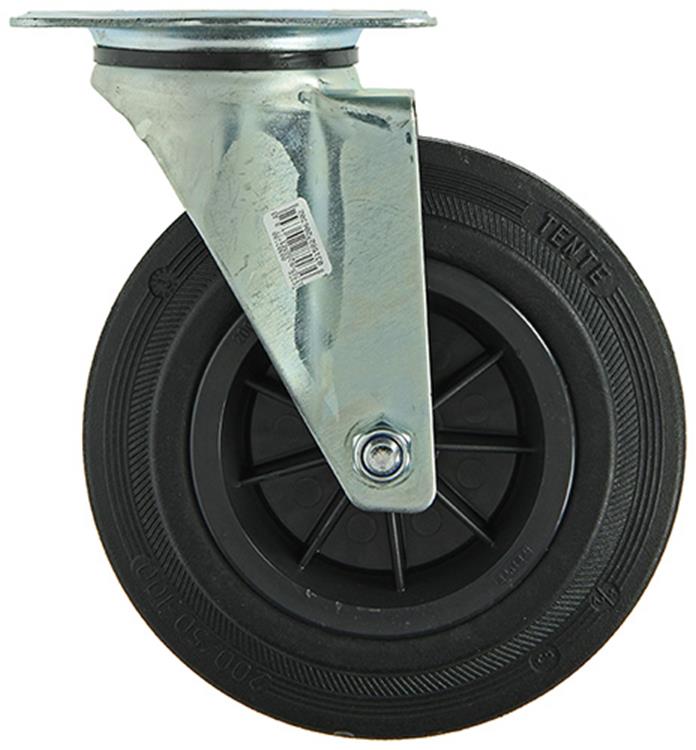 Mack by tente 1049130 - zwenkwiel bevestigingsplaat rubber met nylon velg 200mm | 4 stuks