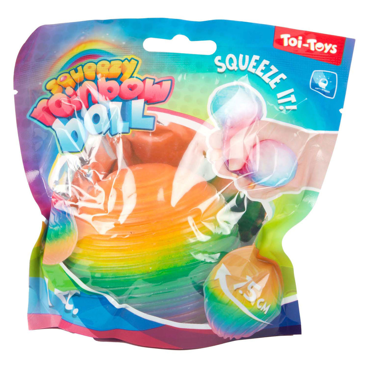 Toi-toys toi toys fun textuurknijpbal rainbow ribbing foam 7cm