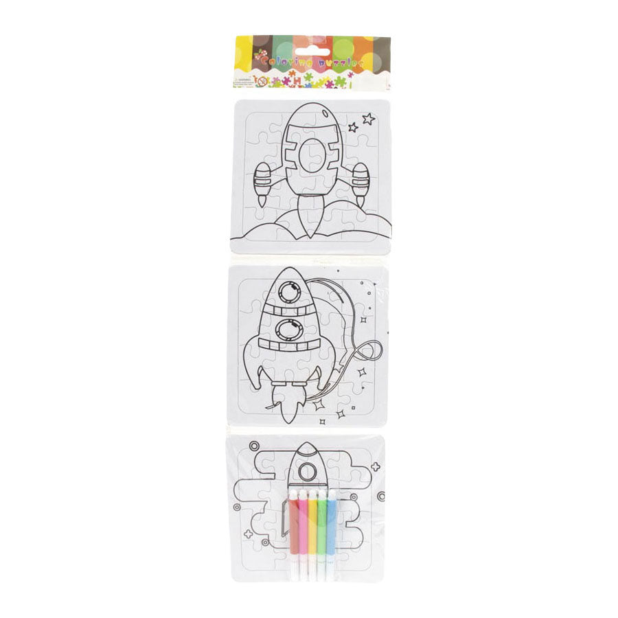 Jono toys kleur je eigen puzzeltjes- 3 puzzeltjes + 5 stiften
