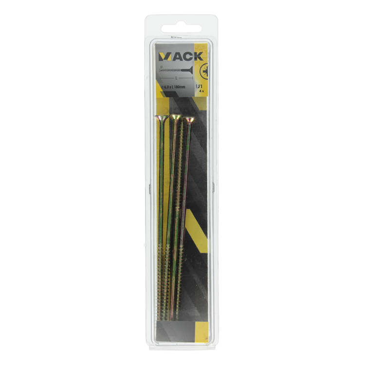 Mack 1006979 - spaanplaatschroef vz kop geelverzinkt 4st 6 x 180mm | 5 stuks