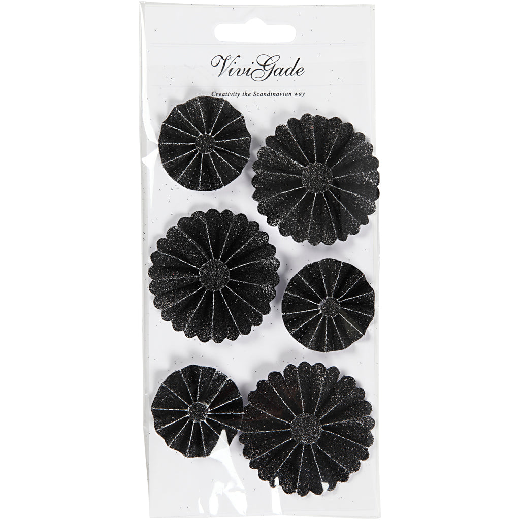 Http: www.cchobby.nl rosettes-d-35-50-mm-zwart-glitter-6-stuk-1-doos